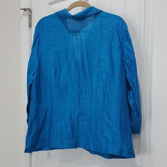 Investments Womans Blue Linen,3/4 Sleeve Button Down Shirt, Size 18W - Picture 6 of 6